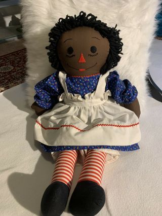 Vintage Raggedy Ann Handmade Cloth Black Doll,  African American