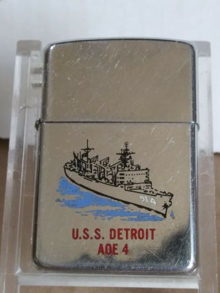 Vintage Zippo Lighter 1986 U.  S.  Navy Uss Detroit Aoe 4 Old Ship
