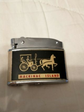 Vintage Mackinac Island / Grand Hotel Michigan Brass / Enamel Flat Lighter
