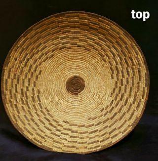 Large Antique Pima 19th Century Native American Indian Gambling Tray Basket