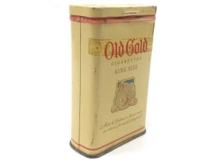 Vintage OLD GOLD King Size Cigarette Box Tobacco Tin - Flip Top 2