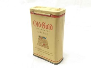 Vintage OLD GOLD King Size Cigarette Box Tobacco Tin - Flip Top 3