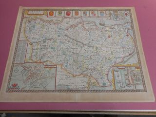 100 Large Kent Map By John Speed C1676 Vgc Hand Coloured