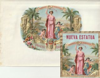 1 Cigar Label Set 1574 Nueva Estatua,  Lytho,  Vitolas,  Bauchbinden