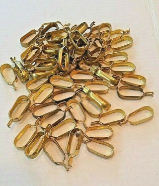 61 Vintage Brass Gold Tone Metal Oval Pinch Clip Cafe Curtain Drape Ring Hook