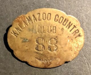 Vintage Brass Kalamazoo,  Mi Country Club Employee / Membership Pinback Button