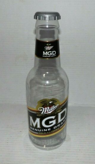 Vtg 14 " Tall Miller Mgd Plastic Beer Bottle Coin Bank.  Bar Item
