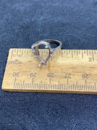 Sterling Silver Ring Setting - Size 7.  5 - Vintage Estate Find - 2.  8 Grams