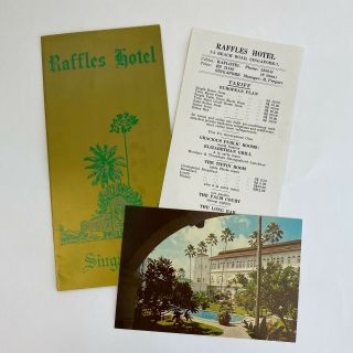Vintage Brochure & Postcard Singapore Raffles Hotel Advertising Rates History