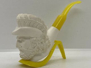 Vintage Antique Nos Meershaum Smoking Pipe Figural Mans Head Turkey