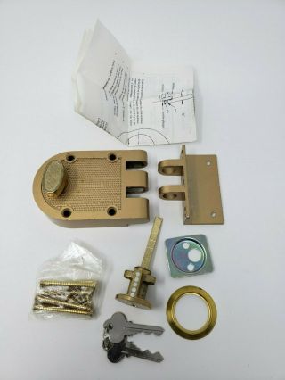 Vintage Brass Door Lock Dead Bolt Gold Color With Hardware