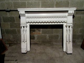 Antique Carved Walnut Fireplace Mantel 60 X 48 Architectural Salvage