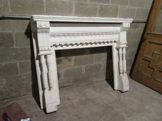 ANTIQUE CARVED WALNUT FIREPLACE MANTEL 60 x 48 ARCHITECTURAL SALVAGE 2