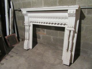 ANTIQUE CARVED WALNUT FIREPLACE MANTEL 60 x 48 ARCHITECTURAL SALVAGE 3