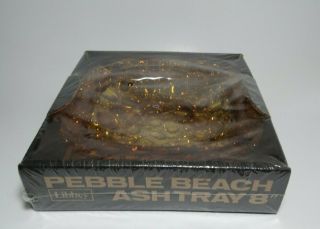 Vintage 8 " Libbey Amber Glass Pebble Beach Ashtray,  Retro,  In Nos