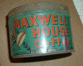 Vintage Maxwell House Coffee Tin,  1 Pound Can