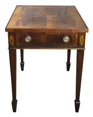 Heckman Copley Place Inlaid Flame Mahogany Sheraton Style End Side Accent Table