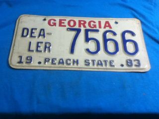 License Plate Tag Vintage Georgia Ga Peach State Dealer 1983 7566 Rustic