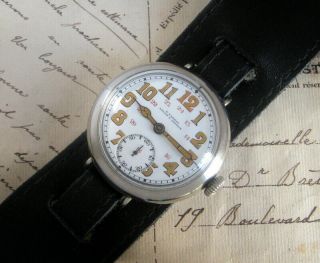 Mens 1910s WWI Ulysse Nardin Military OFFICERS Hinged Case Trench Watch 2