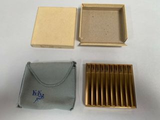 Vintage Modern Eames Era Retro K & K Gold Tone Cigarette Case Holder Box (a15)