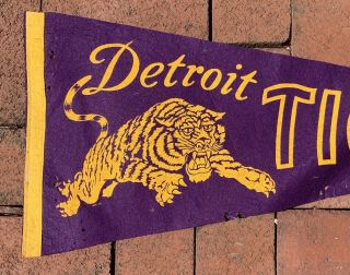Vintage 1950 ' s Detroit Tigers Baseball Full Size Pennant Antique Early Old 2