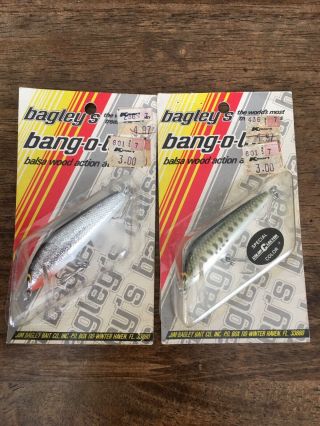 Bagley’s Bang - O - Lure 2 Black On Silver And Little Bass On White Florida Made