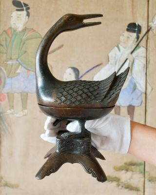 Chinese Antique Bronze Duck Censer Incense Burner - Ming Dynasty Provenance