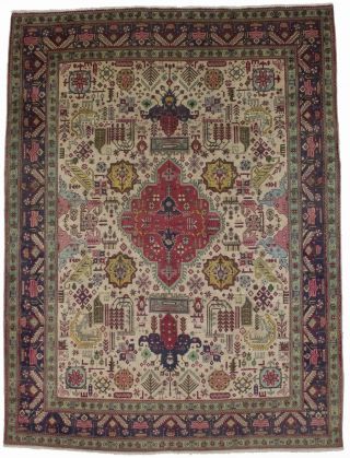 Beige Classic Floral Semi Antique 10x13 Handmade Oriental Rug Wool Home Carpet