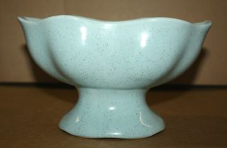 Vintage Brush Mccoy Pottery Blue Speckled Pot Planter Pedestal Dish Usa