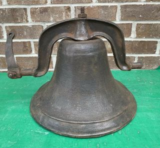 Huge Old Heavy 50lbs 1800s Antique Cast Iron School Farm Church Cow Dinner Bell
