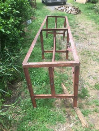 Vintage MCM 8 ' Cast Iron TABLE BASE Swing Out Seats for GARDEN,  DINING or BAR 2