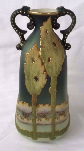 Antique Japanese CORALENE Porcelain Handled Vase,  AA Vantine & Co.  Patent 1909 3