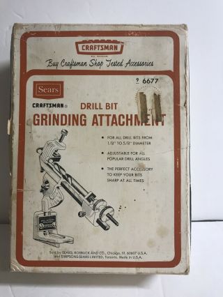 Vintage Sears Craftsman Drill Bit Grinding Attachment 9 - 6677 With Box