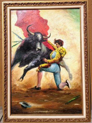 Vintage Bullfighting Matador Oil Painting By R.  Bettez (richard Bettez)