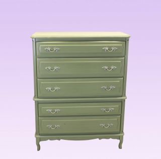 Mid Century High Boy Dresser - Mid Century Chest Of Drawers - Green