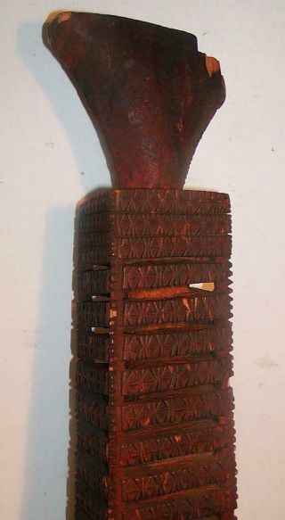 Antique African Adze - Wonderfully Carved Wood,  33 " H,  Museum Deascessioned