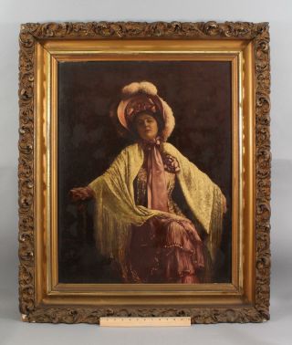 Large 19thc Antique Portrait Oil Painting,  Wealthy Aristocrat Victorian Woman Nr