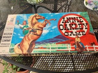 Vintage 1950 Annie Oakley Board Game Western Milton Bradley 50s