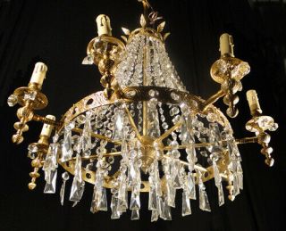 Antique French solid bronze and glass chandelier (1286) 3