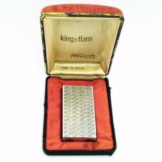 Vintage Myon King Flam French Butane Pocket Lighter Silver Plate -