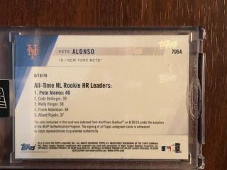 PETE ALONSO 2019 Topps Now AUTO /99 Base Relic - 40 HR NL Rookie Record NY Mets 2