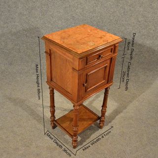 Antique Small Cabinet Side Table Bedside Cupboard Quality French Oak Art Deco 2