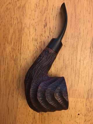 Vintage Estate Butz - Choquin Rocaille Bent Billiard Pipe - Deep Carved Rustication