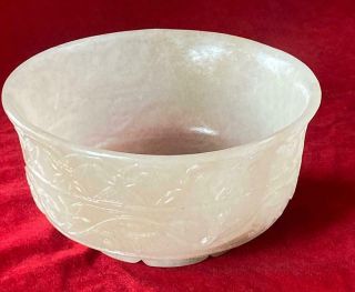 Antique Fine Quality Islamic Mughal Style Handcarved Jade Stone Bowl