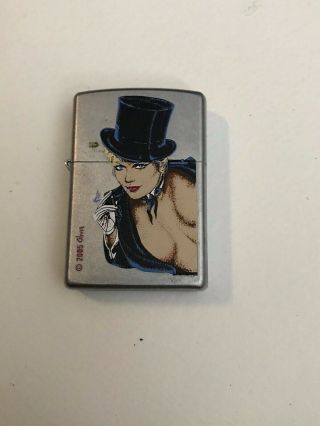 Collectable Zippo Lighter 2005 Olivia Woman In Top Hat Smoking Hj42