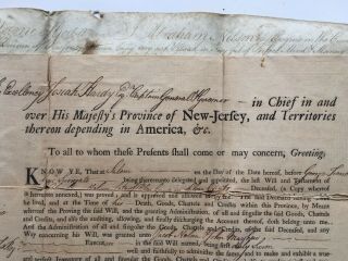 Early American Colonial 1761 Handwritten Will Document Jersey America Rare 3