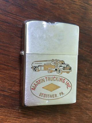 Old Zippo Lighter - Martin Trucking - Truck Emblem - Bessemer Pa.  18 Wheeler