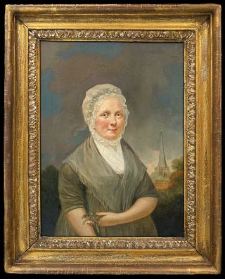 Early 19th Century Oil Portrait Of A Lady Holding Flowers | Antique Gilt Frame