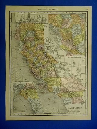 Vintage 1912 Atlas Map California - San Francisco Old & Authentic S&h