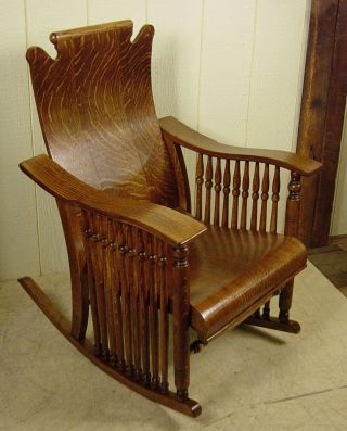 Antique Oak Mckinley Rocker / Rocking Chair